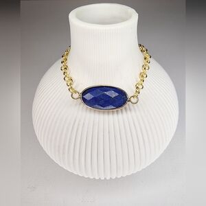 Royal Blue Lapis Lazuli Gold-Tone Adjustable Bolo Bracelet
